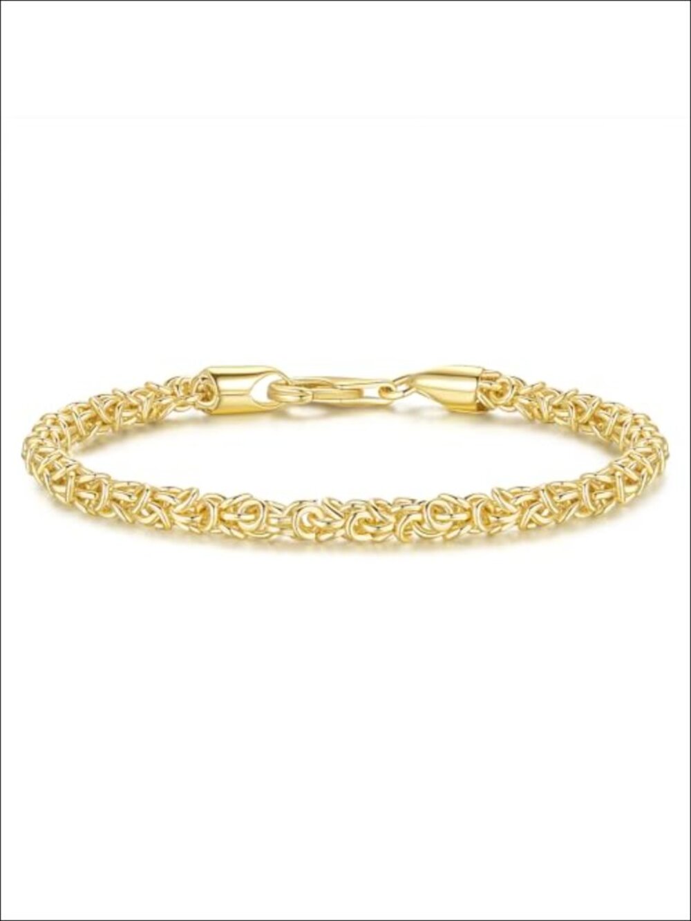 14K Gold Plated Byzantine Link Chain Charm Bracelet Lobster Clasp Unisex 5